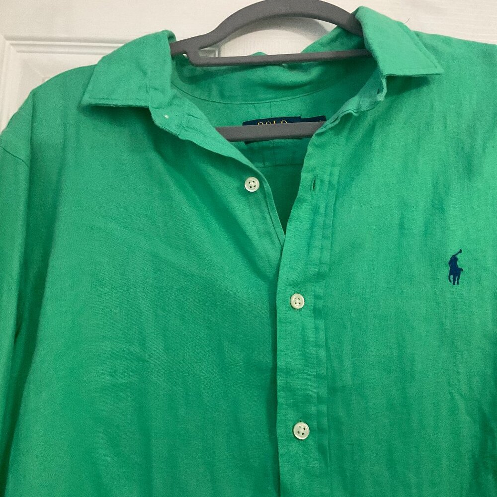 Ralph Lauren Mens Green Linen XXL NWT Shirt